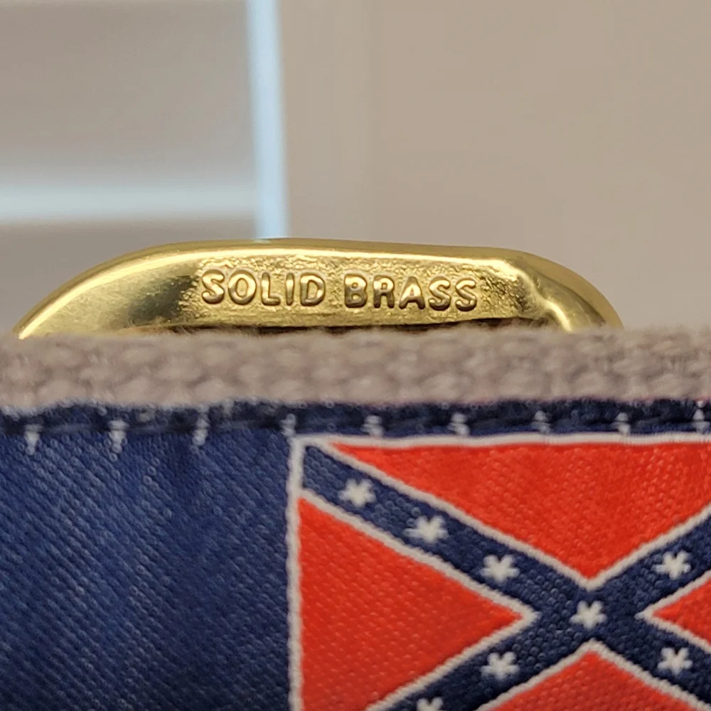 Solid brass canvas leather flag belt patriotic star